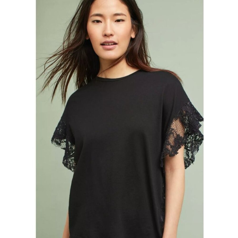 AG‎ Adriano Goldschmied Sofi Lace Back Tee Black XS Made in USA